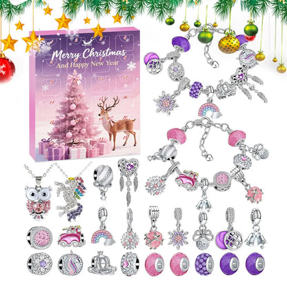 Calendrier de l'avent bijoux fille 24 jours set boucles oreilles bracelet