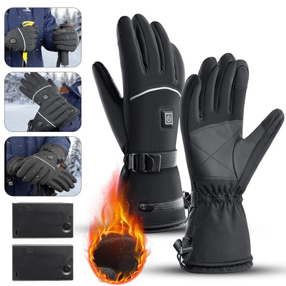 Gants chauffants moto imperméables rechargeables hiver doigts complets unisexe