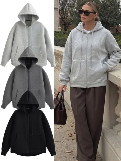 Sweat-shirt Femme Zippé | Manches Longues, Grandes Poches
