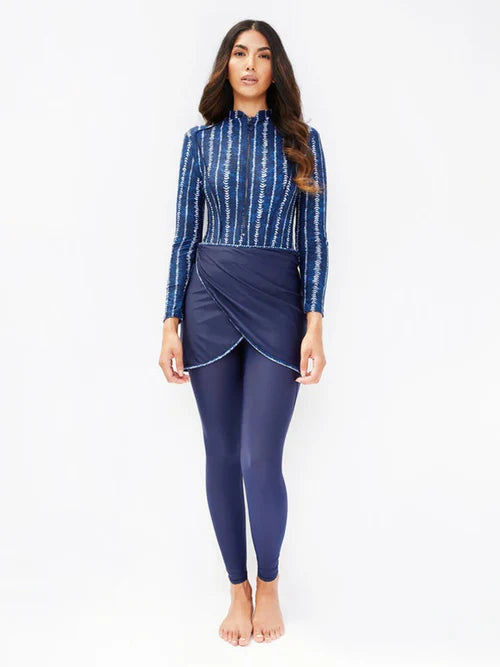 Modest Sport Badmode - Patchwork Hijab - Lange Mouwen-Burkini-PARIS FEMME