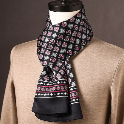 Écharpe homme soie 100% Mulberry à pois double épaisseur 160 cm