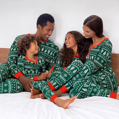 Pyjama Noel famille assorti 2 pièces imprimé Noël allover adultes enfants bébé