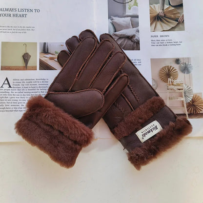 Gants femme cuir agneau doublure laine coutures main hiver