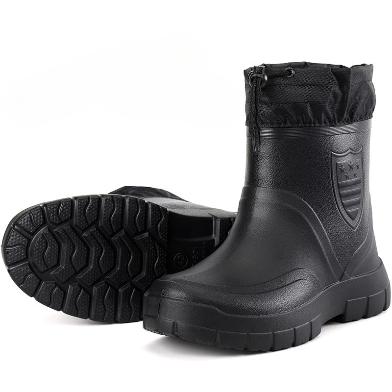 Bottes de pluie homme imperméables légères talon bas slip-on