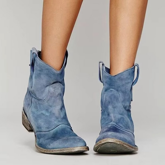 Bottes Bottines Femme | Talon Bas Pointu | Cuir PU Western