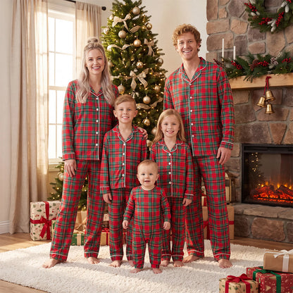 Pyjama Noël famille assorti carreaux rouge adulte enfant bébé