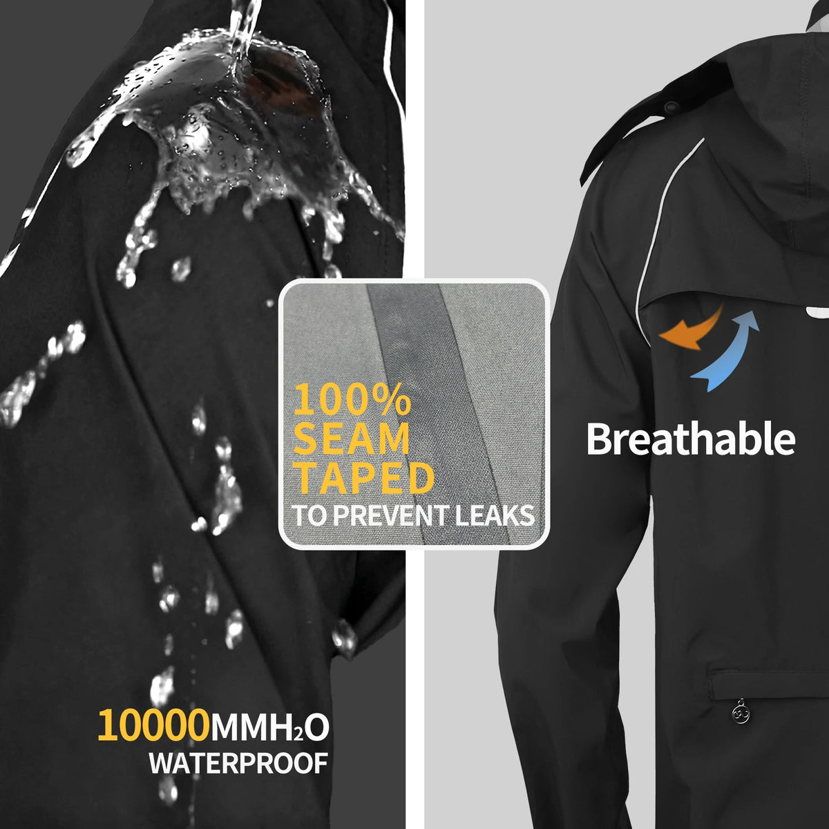 Veste imperméable moto unisexe avec pantalon pluie et bandes réfléchissantes