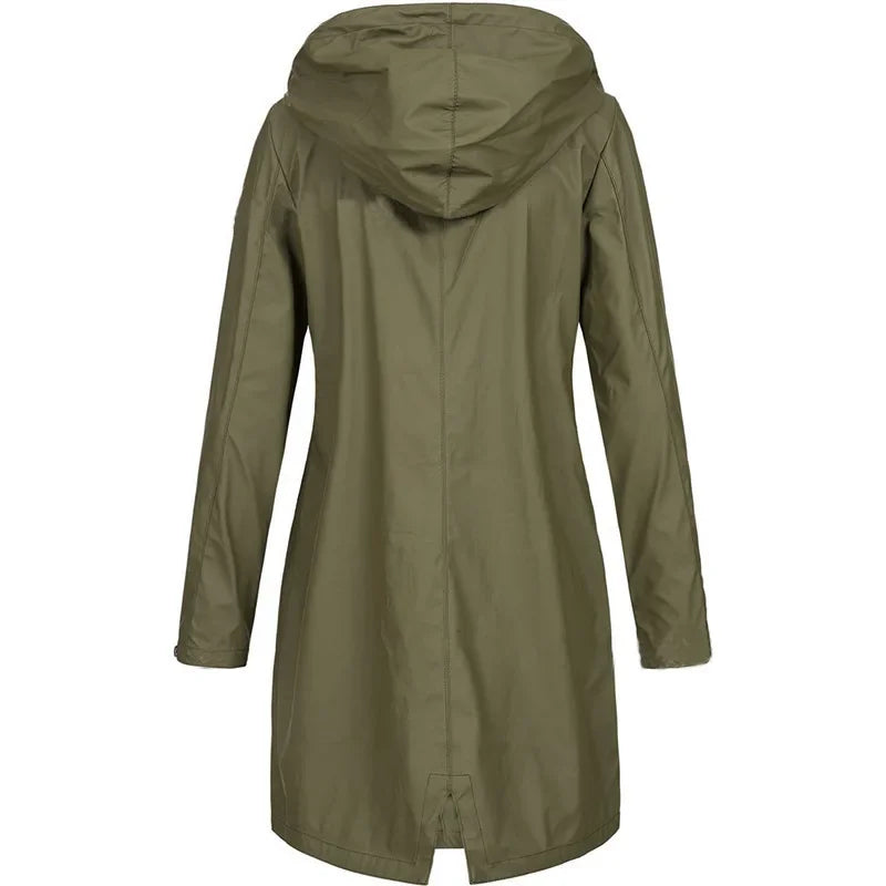 Coupe vent femme | Manteau mi-longue zippé uni automne hiver