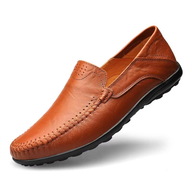 Mocassins cuir véritable homme slip-on style italien respirant