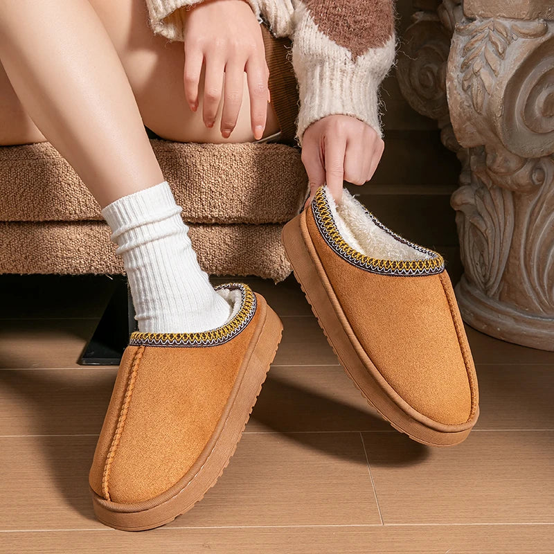 Chaussons femme doublure peluche semelle épaisse antidérapante hiver