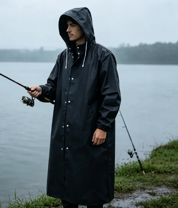 Imperméable femme long capuche unisexe homme noir grande taille