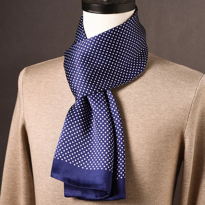 Écharpe homme soie 100% Mulberry à pois double épaisseur 160 cm