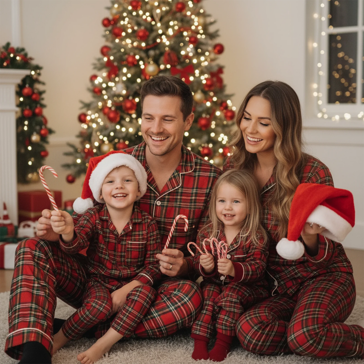 Pyjama Noël famille assorti carreaux rouge adulte enfant bébé