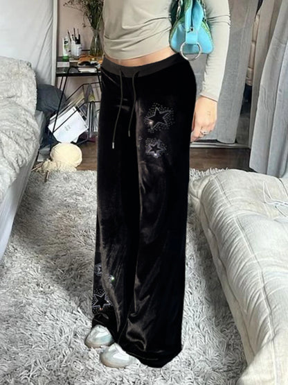 Pantalon velours femme taille basse gothique