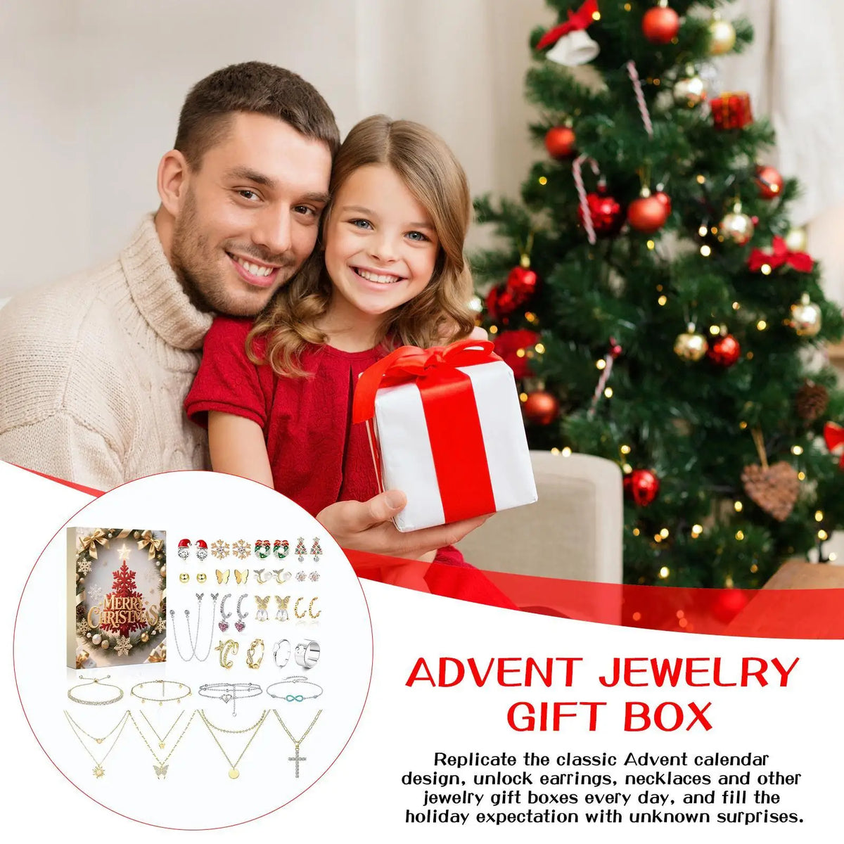 Calendrier Avent Bijoux Femme Boucles Oreilles Bracelet Noël 2026