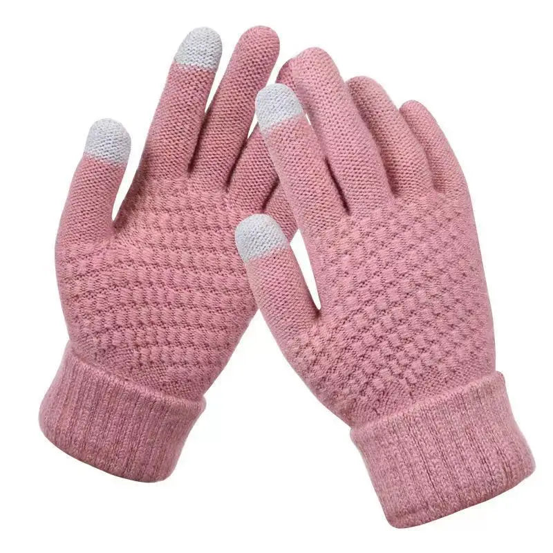 Gants hiver femme maille tactile coton cuir extensibles homme