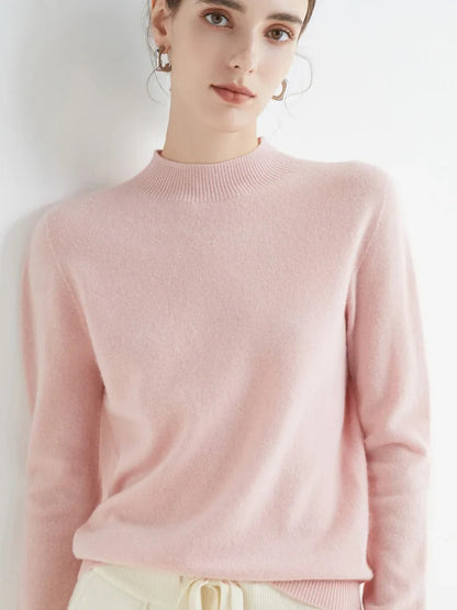 Pull en laine pour femme | Automne hiver, col de soie | Pull casual