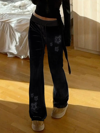 Pantalon velours femme taille basse gothique