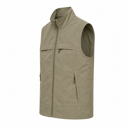 Gilet Homme Léger à Col Montant avec Fermeture Éclair et Poches Zippées | Bodywarmer Casual Extérieur