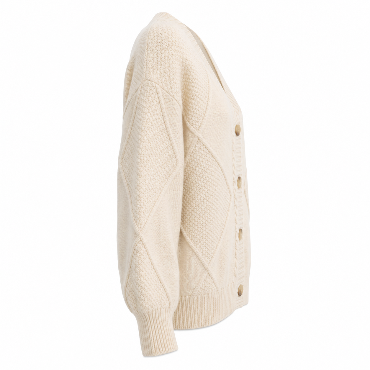 Women's Knitted Button-Up Vest with Long Sleeves