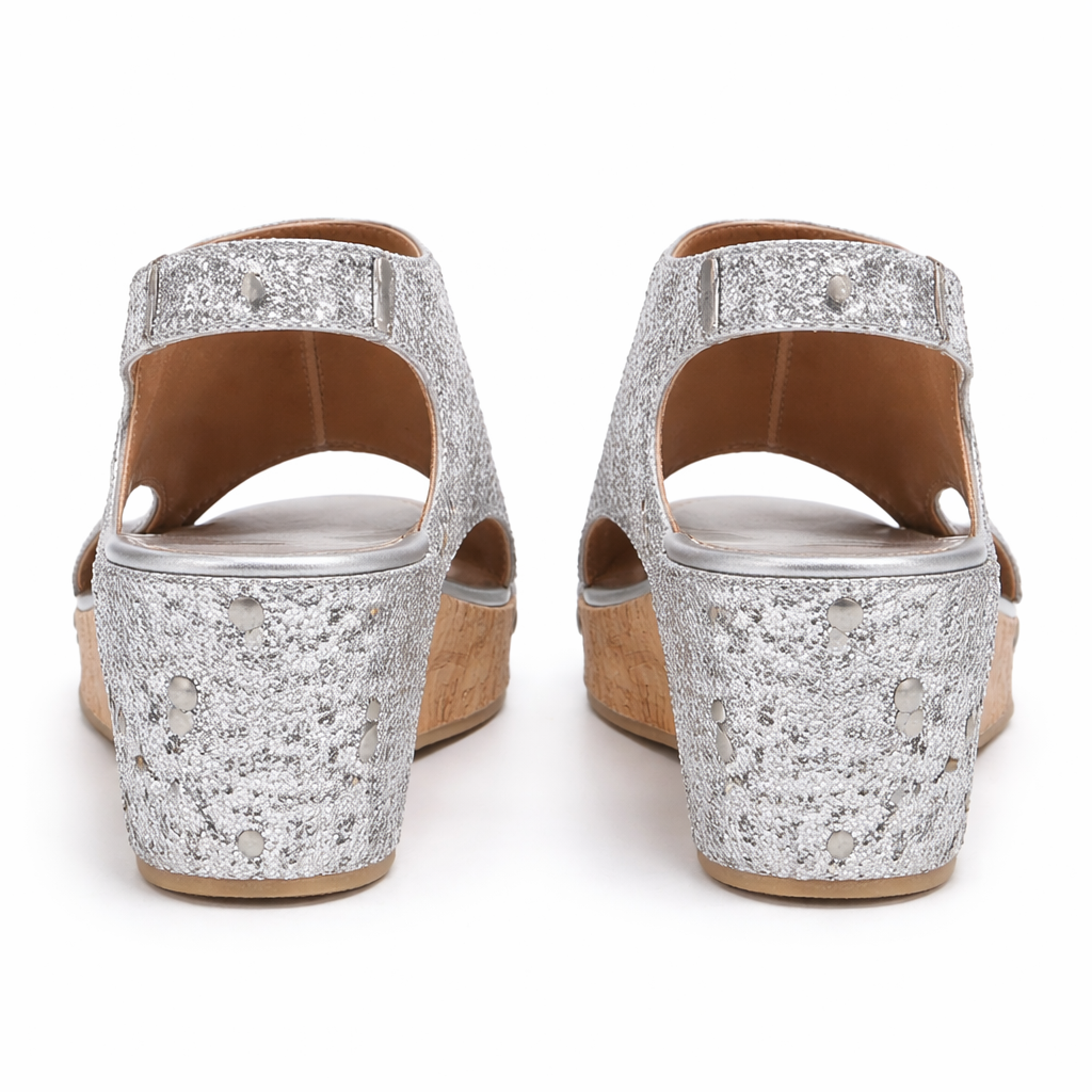 Sandales pour femmes | Bout ouvert, patchwork paillettes | Confort casual
