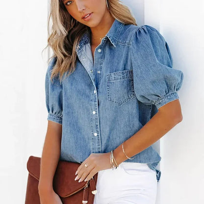 Chemise denim loose fit col classique FREJA