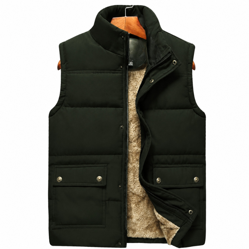 Doudoune sans manches homme imperméable coupe-vent, gilet matelassé chaud