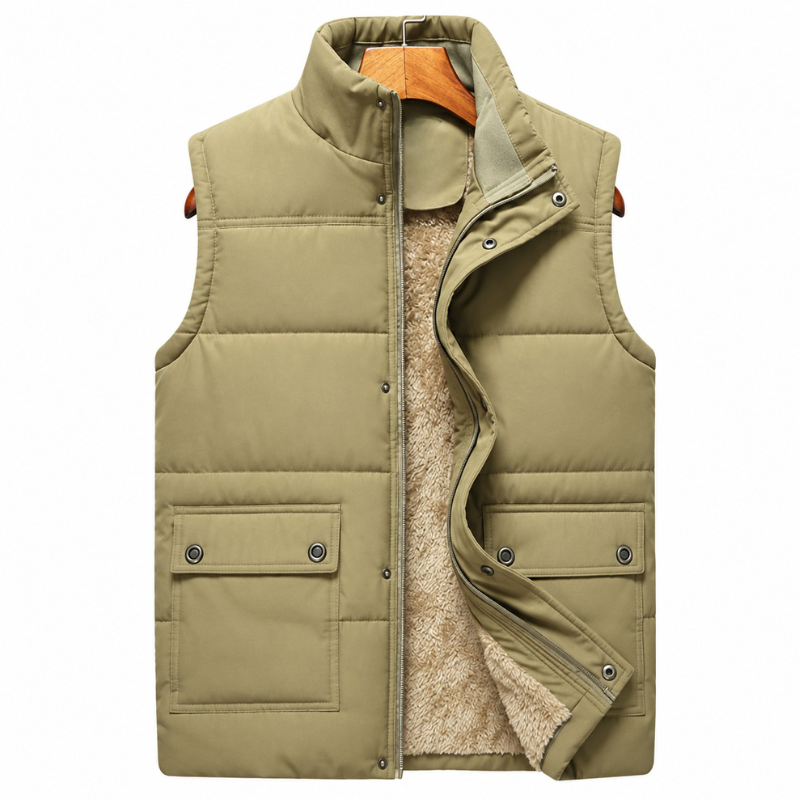 Doudoune sans manches homme imperméable coupe-vent, gilet matelassé chaud