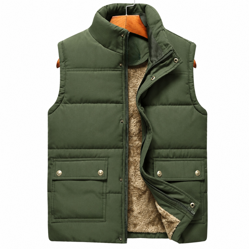Doudoune sans manches homme imperméable coupe-vent, gilet matelassé chaud