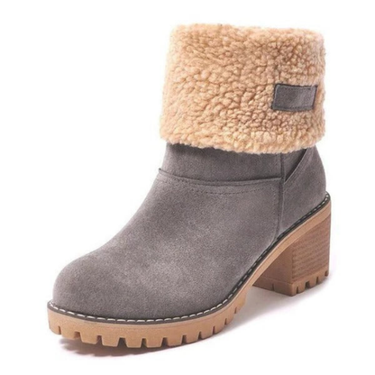 Bottines femme fourrées imperméables talon bloc pour l'hiver