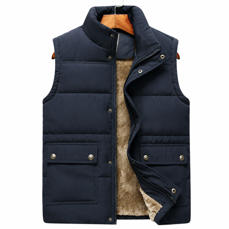 Doudoune sans manches homme imperméable coupe-vent, gilet matelassé chaud