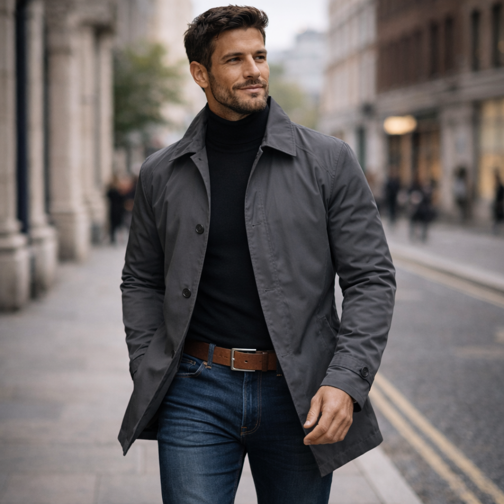 Manteau long homme | Résistant aux intempéries, coupe régulière