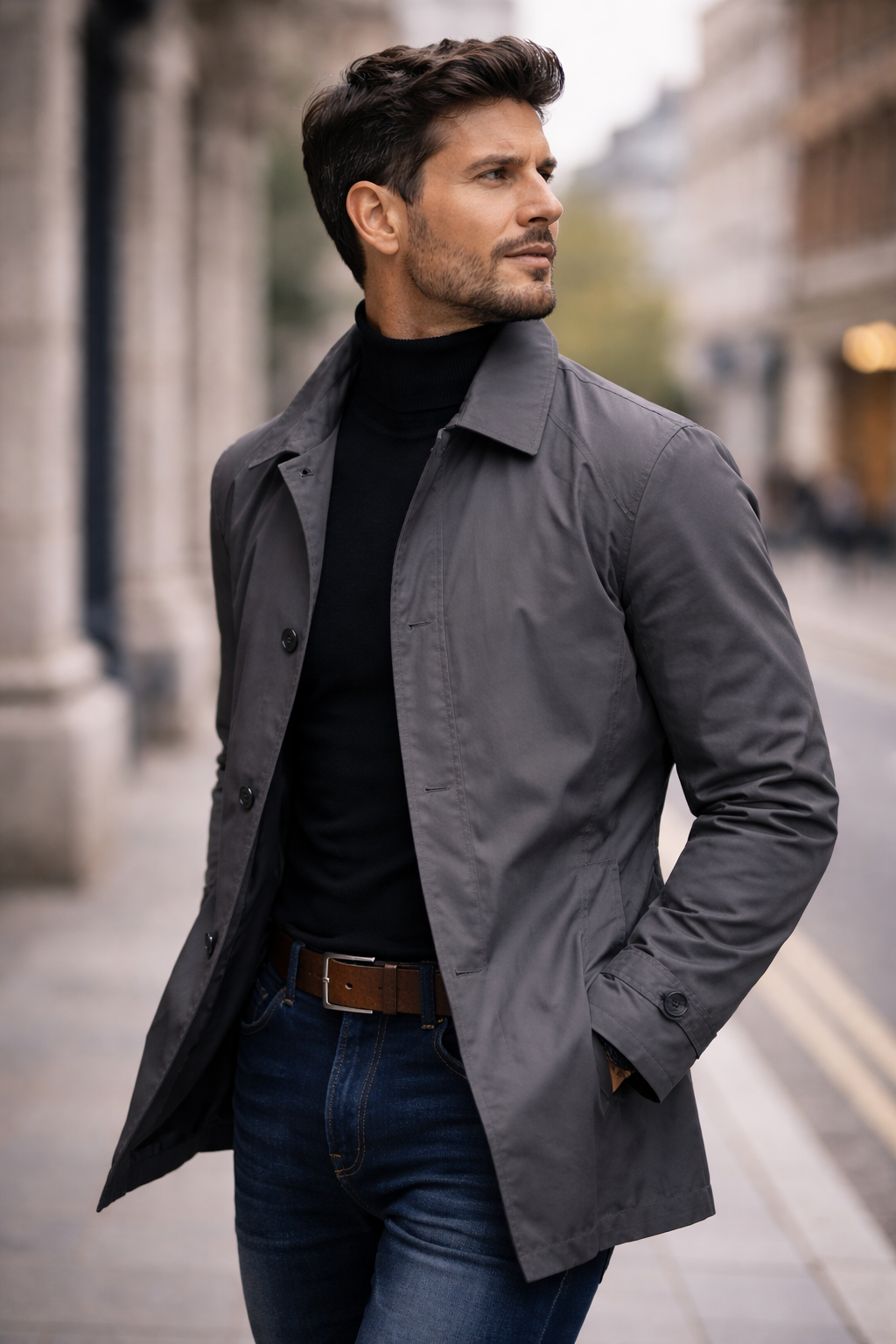 Manteau long homme | Résistant aux intempéries, coupe régulière