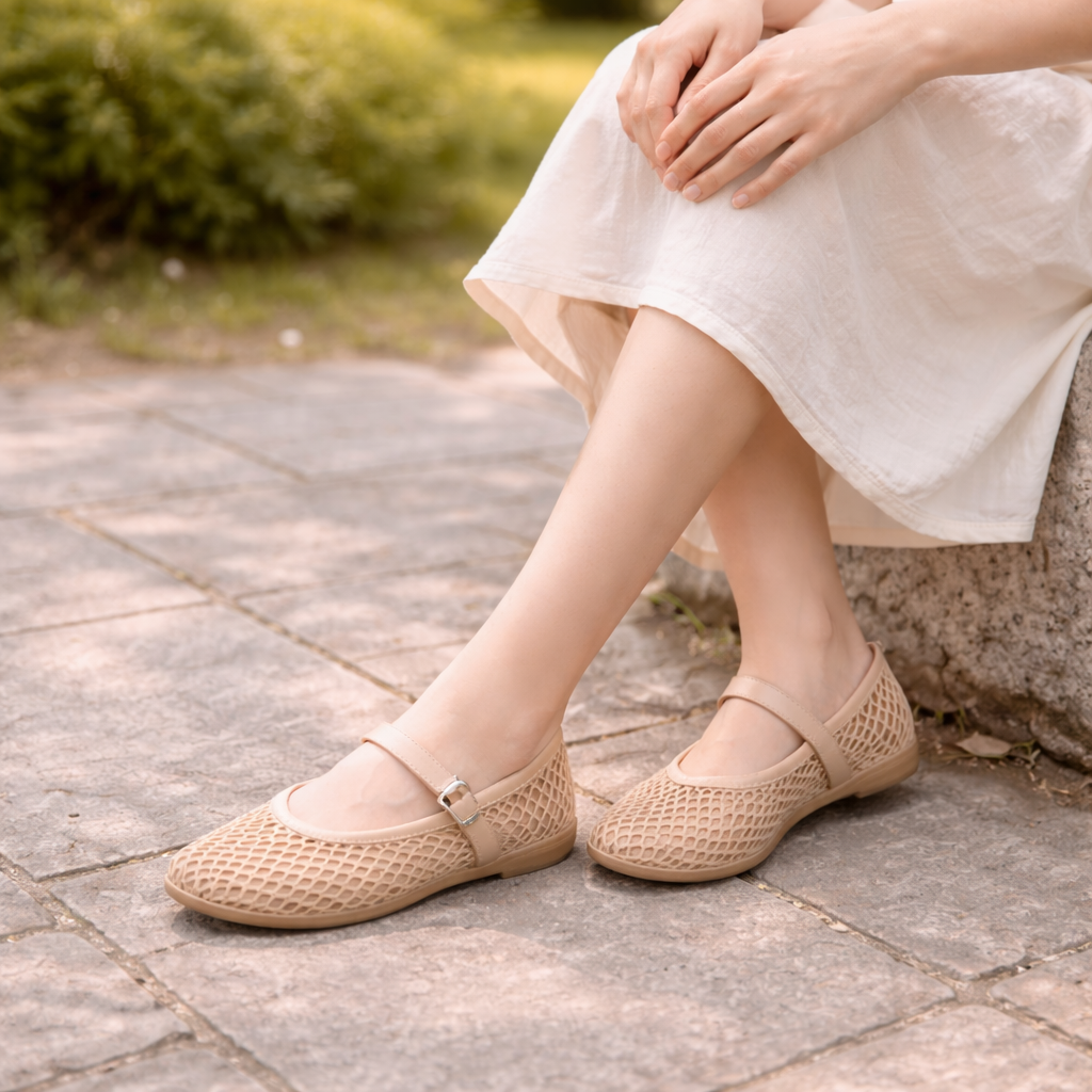 Chaussures Mary Jane confort estival bout rond boucle