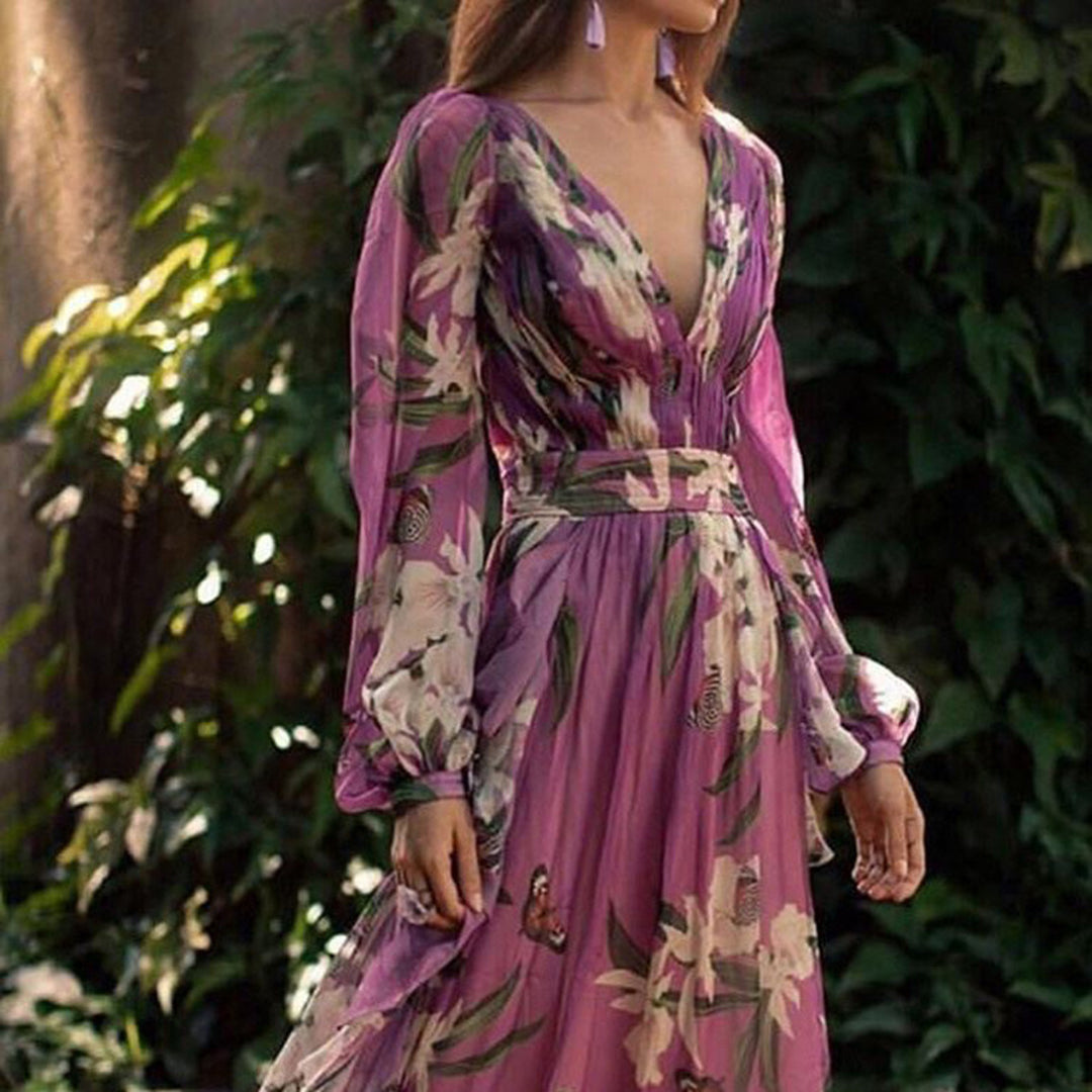 Torill - Robe de soirée maxi - Élégante - À fleurs - Femme