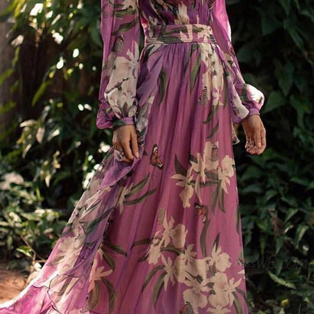 Torill - Robe de soirée maxi - Élégante - À fleurs - Femme