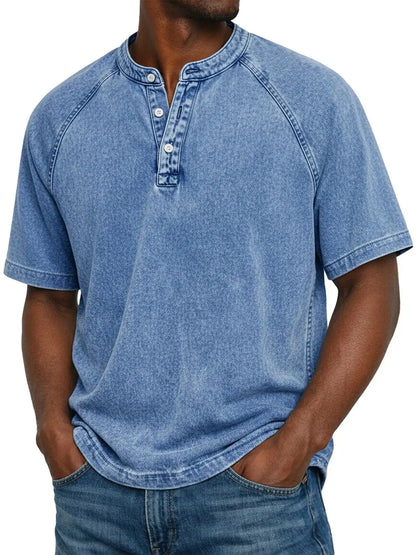 Chemise Henley Homme | Manches Raglan Vintage | Boutons Encolure