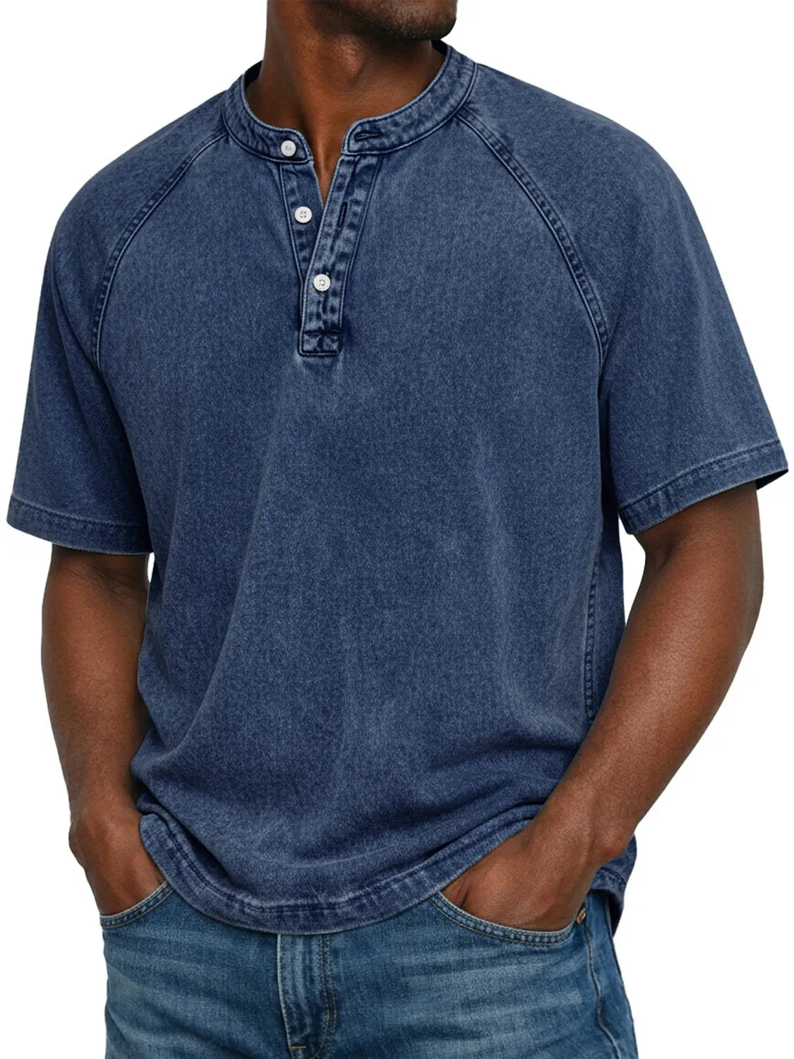 Chemise Henley Homme | Manches Raglan Vintage | Boutons Encolure