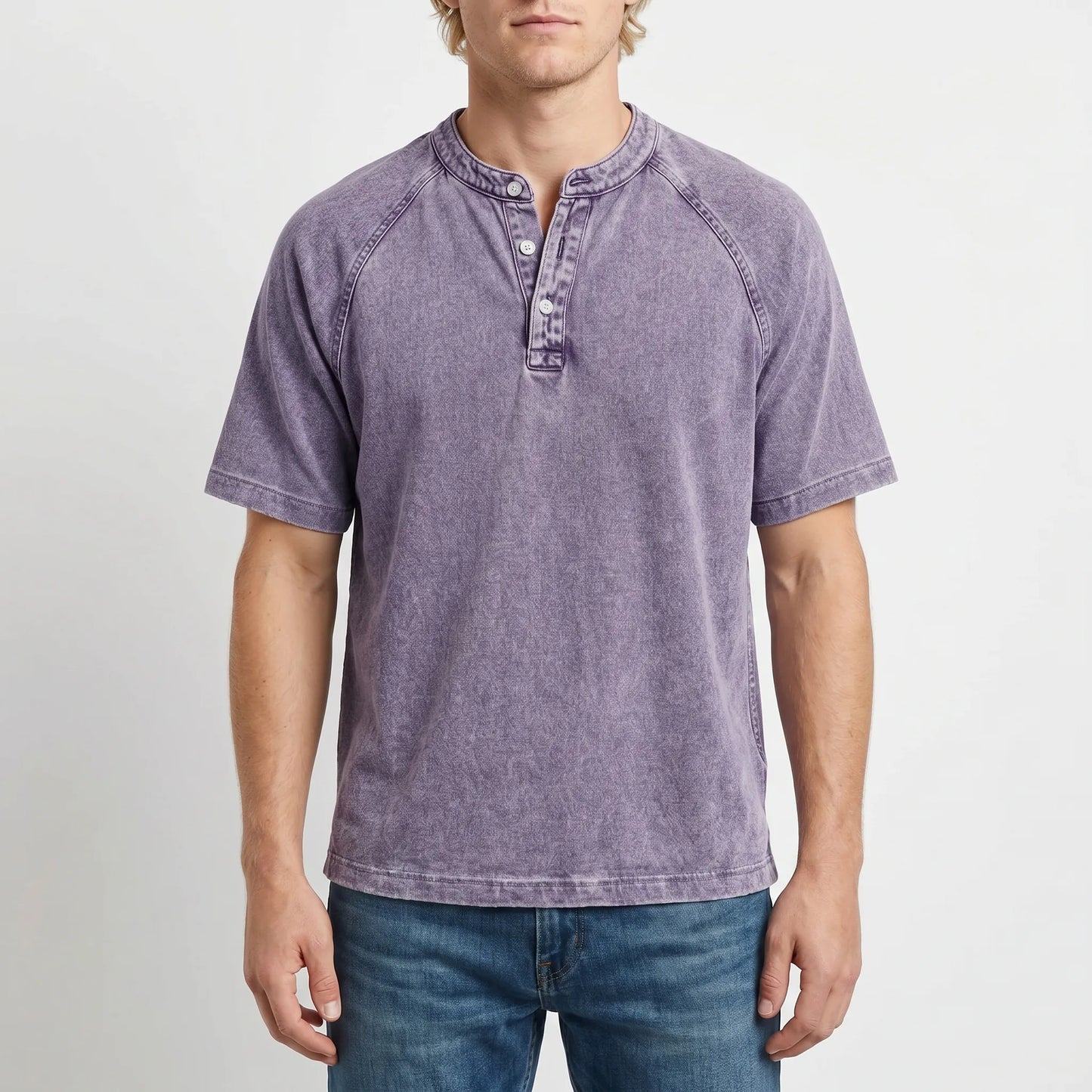 Chemise Henley Homme | Manches Raglan Vintage | Boutons Encolure
