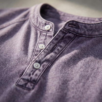 Chemise Henley Homme | Manches Raglan Vintage | Boutons Encolure