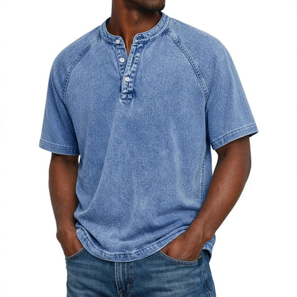 Chemise Henley Homme | Manches Raglan Vintage | Boutons Encolure