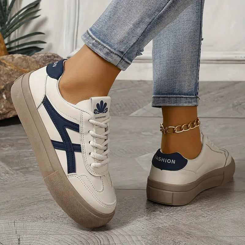 Sneakers orthopédiques femme semelle amortissante respirantes coloris bleu et marron