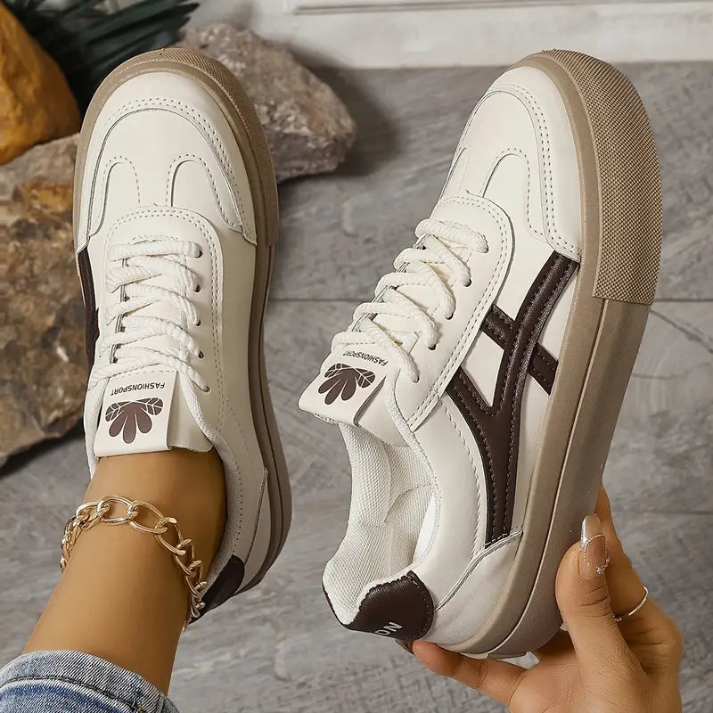 Sneakers orthopédiques femme semelle amortissante respirantes coloris bleu et marron