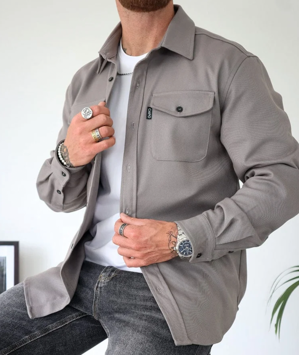 Overshirt homme poches poitrine regular fit coupe décontractée