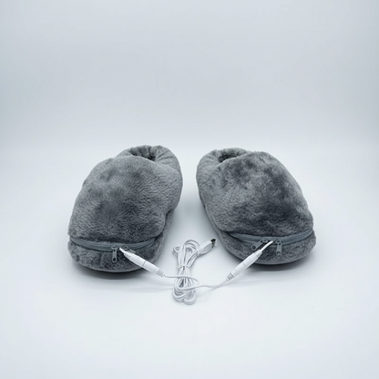 Chaussons chauffants USB unisexe hiver intérieur peluche marron noir gris