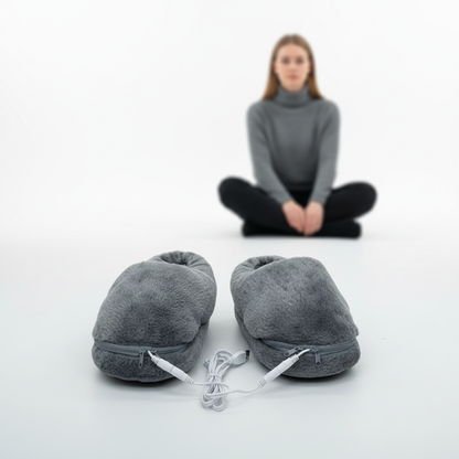 Chaussons chauffants USB unisexe hiver intérieur peluche marron noir gris