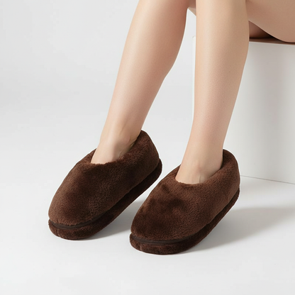 Chaussons chauffants USB unisexe hiver intérieur peluche marron noir gris