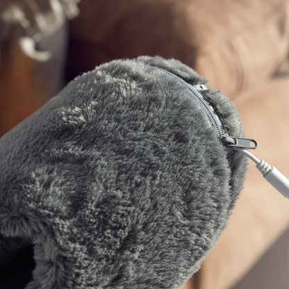 Chaussons chauffants USB unisexe hiver intérieur peluche marron noir gris