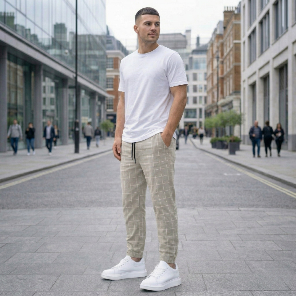 Pantalon de jogging à carreaux pour hommes | Confort style casual | Décontrac...