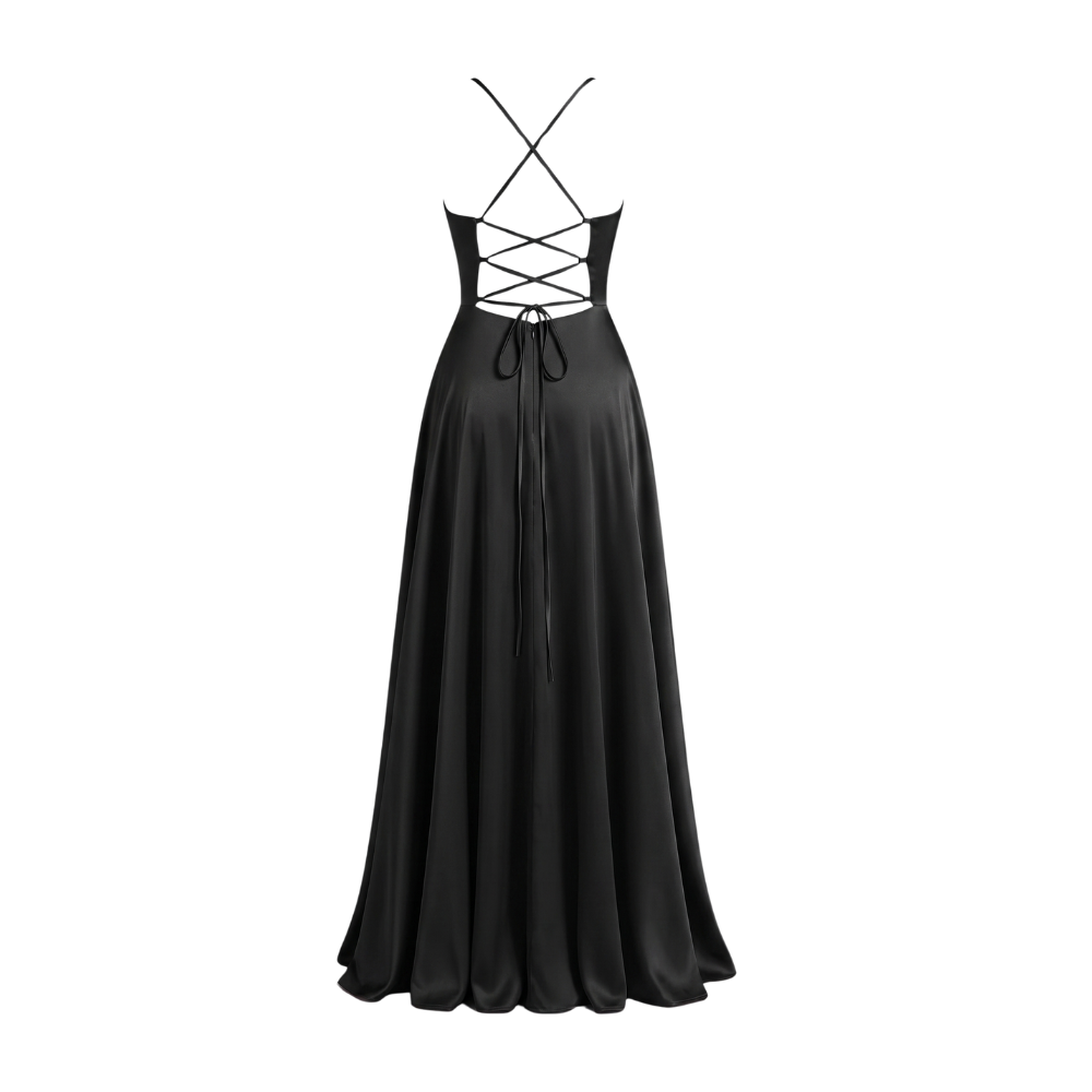 Silk Dress | Elegant and Long for Women | Braided Back Detail